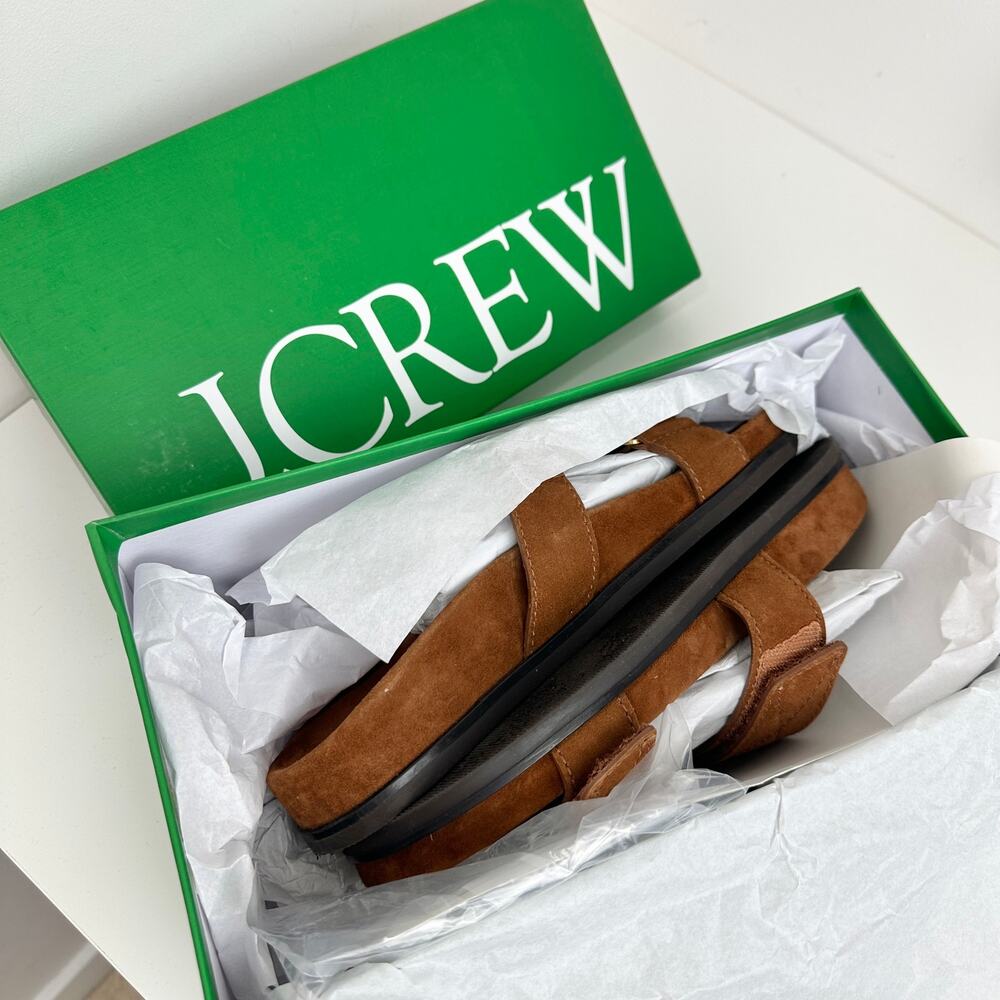 J.Crew New Colbie Wide Strap Sandals Slide Suede English Saddle Womens US 7.5 - Picture 2 of 10